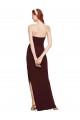 Acheter Bordeaux foncé Fourreau Sans bretelle Crêpe Stretch Longue Formelles Robes demoiselle d'honneur / Robes de soirée / Robes de bal