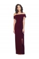 Acheter Bordeaux foncé Fourreau Épaule Dénudée Col Carré Crêpe Stretch Longue Formelles Robes demoiselle d'honneur / Robes de soirée / Robes de bal