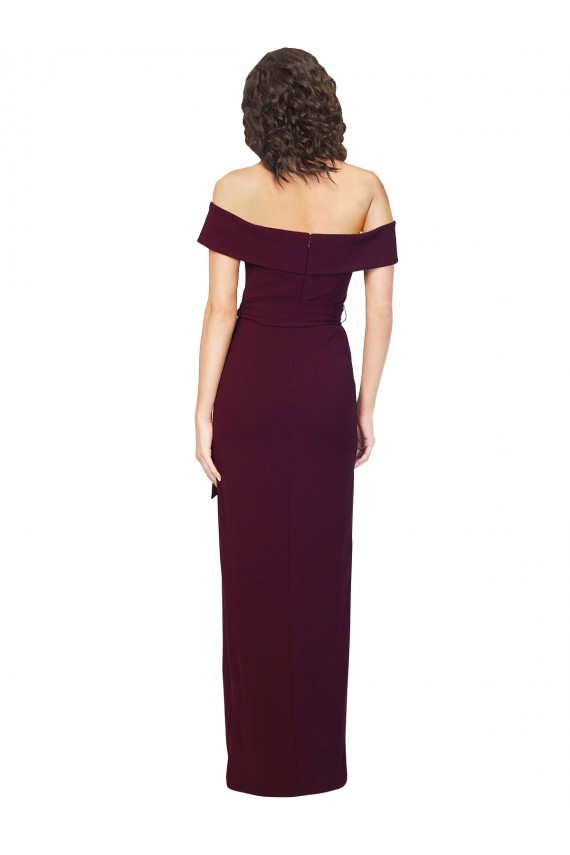 Acheter Bordeaux foncé Fourreau Épaule Dénudée Col Carré Crêpe Stretch Longue Formelles Robes demoiselle d'honneur / Robes de soirée / Robes de bal