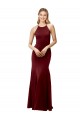Acheter Bordeaux foncé Sirène Licou Col Haut Crêpe Stretch Longue Formelles Robes demoiselle d'honneur / Robes de soirée / Robes de bal