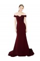 Acheter Bordeaux foncé Sirène Épaule Dénudée Balayage train Crêpe Stretch Dentelle Longue Formelles Robes demoiselle d'honneur / Robes de soirée / Robes de bal