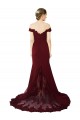 Acheter Bordeaux foncé Sirène Épaule Dénudée Balayage train Crêpe Stretch Dentelle Longue Formelles Robes demoiselle d'honneur / Robes de soirée / Robes de bal