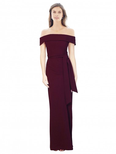 Acheter Bordeaux foncé Sirène Épaule Dénudée Crêpe Stretch Longue Formelles Robes demoiselle d'honneur / Robes de soirée / Robes de bal