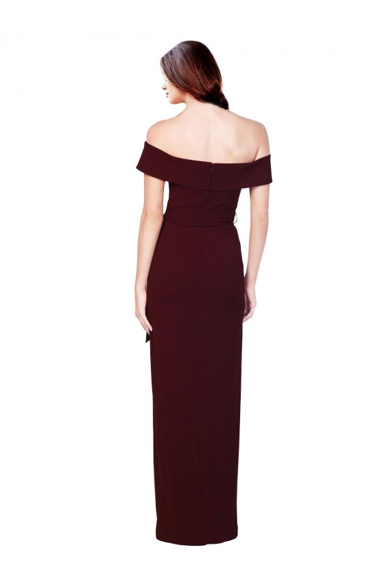 Acheter Bordeaux foncé Sirène Épaule Dénudée Crêpe Stretch Longue Formelles Robes demoiselle d'honneur / Robes de soirée / Robes de bal