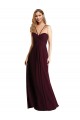 Acheter Bordeaux foncé Trapèze Bretelles spaghetti Mousseline Longue Robes demoiselle d'honneur