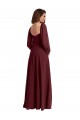 Acheter Bordeaux foncé Trapèze Col Carré Mousseline Longue Robes demoiselle d'honneur