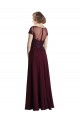 Acheter Bordeaux foncé Trapèze Col bijou Tulle Mousseline Longue Robes demoiselle d'honneur