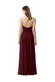 Acheter Bordeaux foncé Trapèze Licou Col Haut Mousseline Longue Robes demoiselle d'honneur