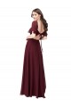 Acheter Bordeaux foncé Trapèze Mousseline Longue Robes demoiselle d'honneur