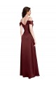 Acheter Bordeaux foncé Trapèze Épaule Dénudée Col V Satiné Stretch Longue Formelles Robes demoiselle d'honneur / Robes de soirée / Robes de bal