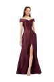 Acheter Bordeaux foncé Trapèze Épaule Dénudée Sans bretelle Satiné Longue Formelles Robes demoiselle d'honneur / Robes de soirée / Robes de bal