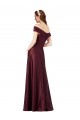 Acheter Bordeaux foncé Trapèze Épaule Dénudée Sans bretelle Satiné Longue Formelles Robes demoiselle d'honneur / Robes de soirée / Robes de bal