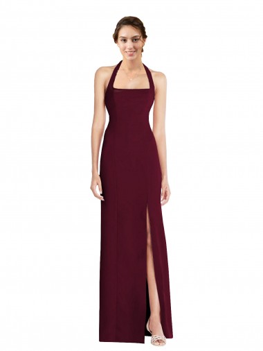 Acheter Bordeaux foncé Trompette Licou Crêpe Stretch Longue Robes demoiselle d'honneur / Robes de bal