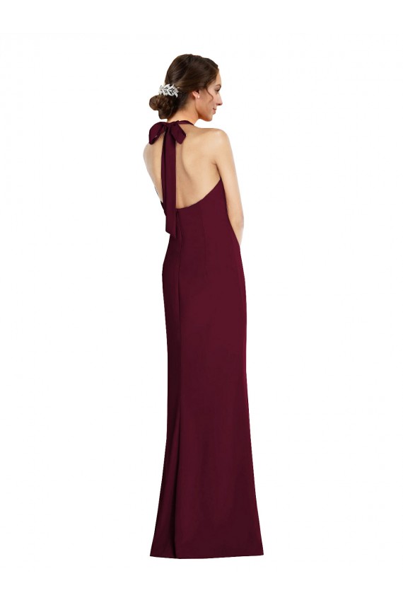 Acheter Bordeaux foncé Trompette Licou Crêpe Stretch Longue Robes demoiselle d'honneur / Robes de bal