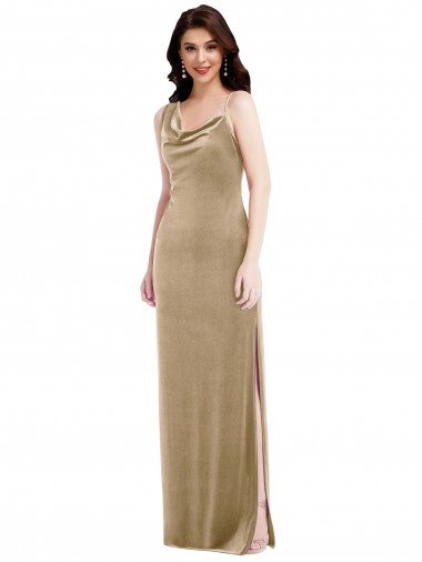 Acheter Champagne Fourreau Velours Stretch Longue Formelles Robes demoiselle d'honneur / Robes de soirée / Robes de bal