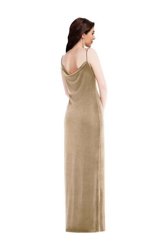 Acheter Champagne Fourreau Velours Stretch Longue Formelles Robes demoiselle d'honneur / Robes de soirée / Robes de bal