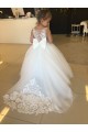 Acheter Champagne Princesse Tulle Dentelle Longue Robes de demoiselle d'honneur - fillette