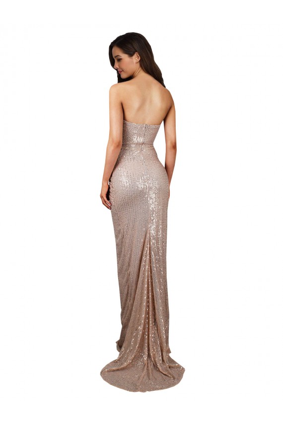 Acheter Champagne Sirène Scoop Paillette Longue Formelles Robes demoiselle d'honneur / Robes de soirée / Robes de bal