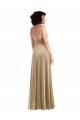 Acheter Champagne Trapèze Col Carré Velours Stretch Longue Formelles Robes demoiselle d'honneur / Robes de soirée / Robes de bal