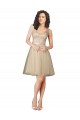 Acheter Champagne Trapèze Col V Tulle Dentelle Courte Robes demoiselle d'honneur