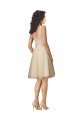 Acheter Champagne Trapèze Col V Tulle Dentelle Courte Robes demoiselle d'honneur