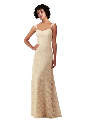 Acheter Champagne Trapèze Dentelle Longue Robes demoiselle d'honneur