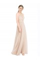 Acheter Champagne Trapèze Licou Col Haut Mousseline Dentelle Longue Robes demoiselle d'honneur / Robes de bal