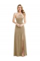 Acheter Champagne Trapèze Licou Col Haut Velours Stretch Longue Robes demoiselle d'honneur / Robes de bal