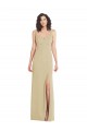 Acheter Champagne Trompette Col Carré Crêpe Stretch Longue Formelles Robes demoiselle d'honneur / Robes de soirée / Robes de bal
