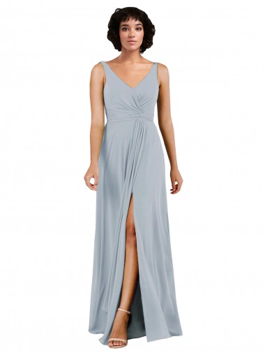 Acheter Colonne Col V Mousseline Longue Robes demoiselle d'honneur