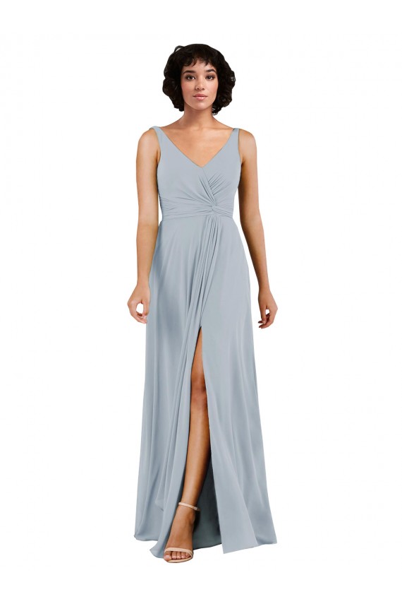 Acheter Colonne Col V Mousseline Longue Robes demoiselle d'honneur