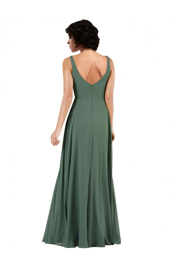 Acheter Colonne Col V Mousseline Longue Robes demoiselle d'honneur