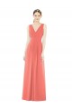 Acheter Corail Trapèze Col V Mousseline Longue Robes demoiselle d'honneur