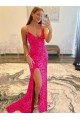 Acheter Couleur affichée Fourreau Col V Balayage train Paillettes Velours Longue Robes de bal