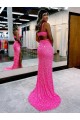 Acheter Couleur affichée Fourreau Col V Balayage train Paillettes Velours Longue Robes de bal