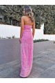 Acheter Couleur affichée Fourreau Licou Paillettes Velours Longue Robes de bal