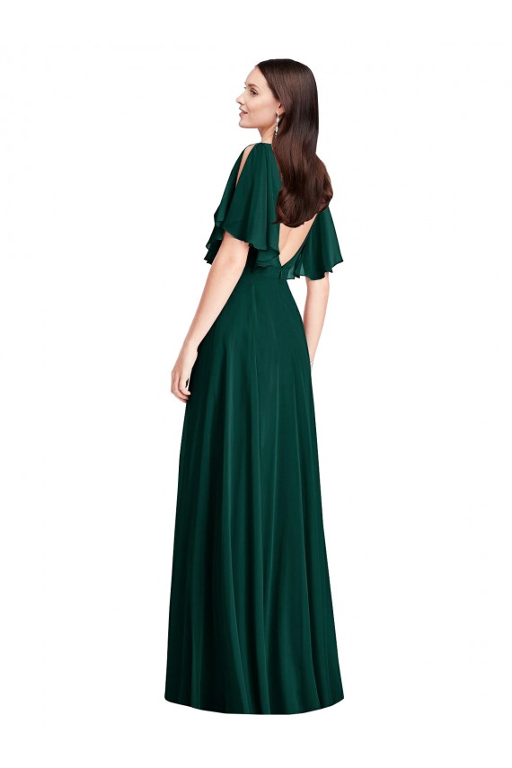 Acheter Evergreen Trapèze Bateau Mousseline Longue Robes demoiselle d'honneur