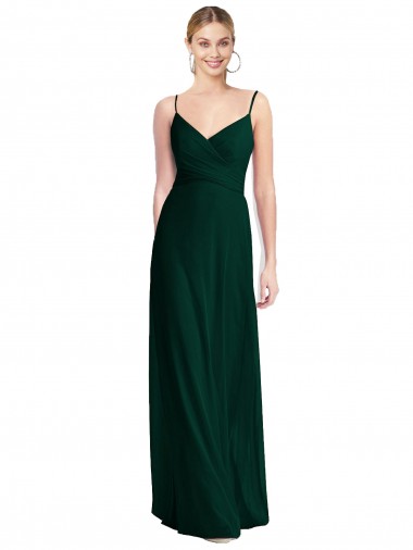 Acheter Evergreen Trapèze Bretelles spaghetti Col V Mousseline Longue Robes demoiselle d'honneur