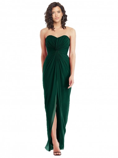 Acheter Evergreen Trapèze Sans bretelle Mousseline Longue Robes demoiselle d'honneur