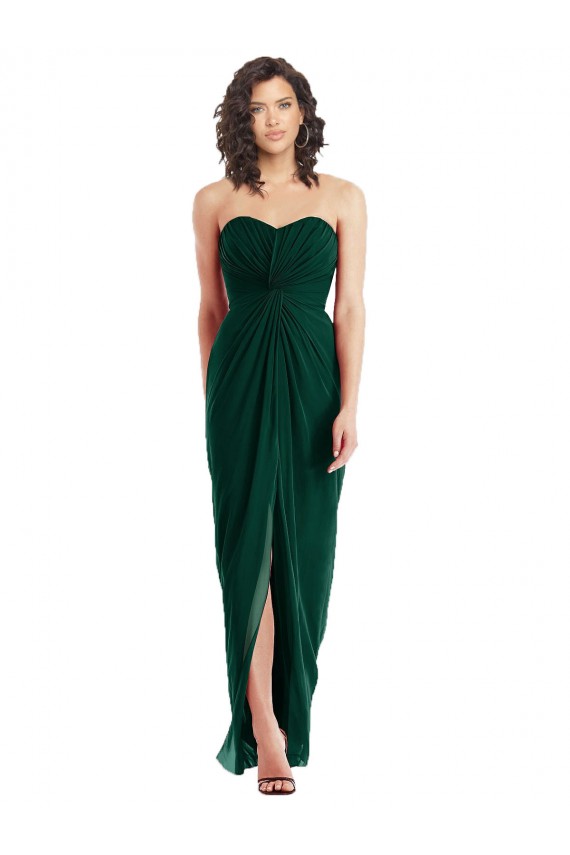 Acheter Evergreen Trapèze Sans bretelle Mousseline Longue Robes demoiselle d'honneur