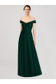 Acheter Evergreen Trapèze Épaule Dénudée Col V Mousseline Longue Robes demoiselle d'honneur