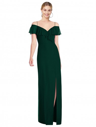 Acheter Evergreen Trompette Bretelles spaghetti Mousseline Longue Robes demoiselle d'honneur