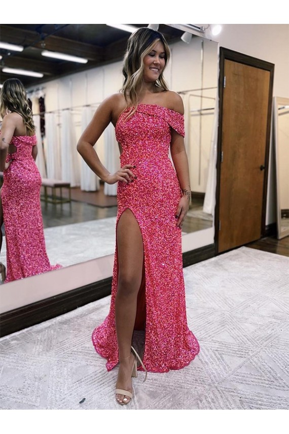 Acheter Fourreau Balayage train Paillettes Velours Longue Robes de bal