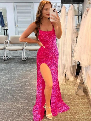 Acheter Fourreau Bretelles spaghetti Balayage train Paillettes Velours Longue Robes de bal