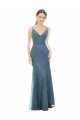Acheter Fourreau Bretelles spaghetti Col V Dentelle Longue Robes demoiselle d'honneur