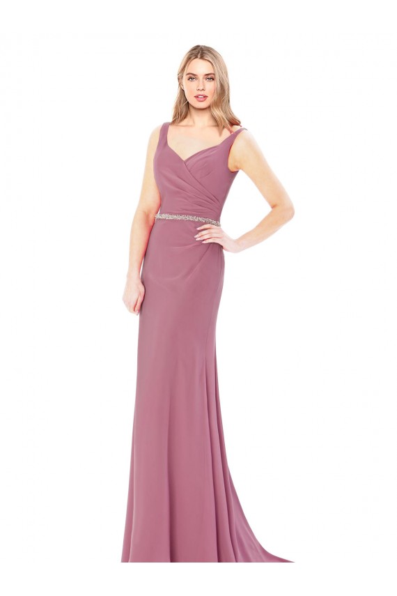 Acheter Fourreau Col Haut Mousseline Longue Robes demoiselle d'honneur / Robes de bal