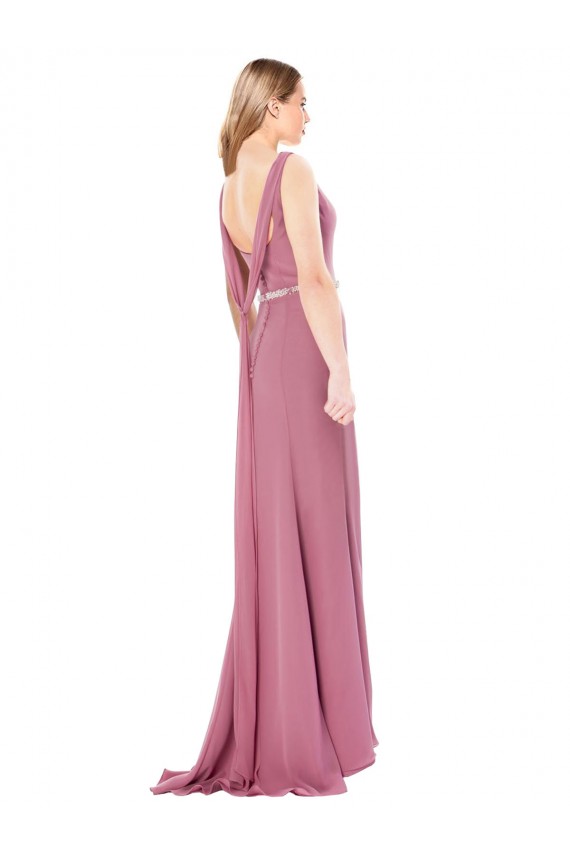 Acheter Fourreau Col Haut Mousseline Longue Robes demoiselle d'honneur / Robes de bal