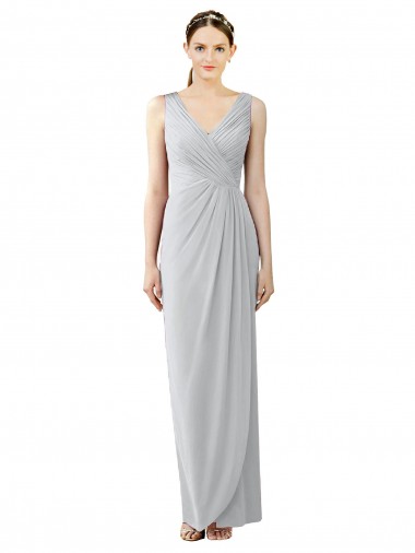 Acheter Fourreau Col V Mousseline Longue Robes demoiselle d'honneur
