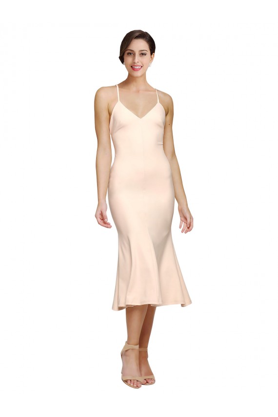 Acheter Fourreau Col V midi Crêpe Stretch Courte Robes demoiselle d'honneur / Robes de bal / Robes de cocktail
