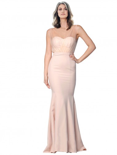 Acheter Fourreau Crêpe Stretch Tulle Longue Formelles Robes demoiselle d'honneur / Robes de soirée / Robes de bal